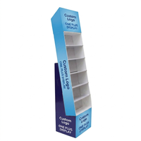 Présentoir en carton écologique pliable sur mesure à 4 étagères pour magasins de détail avec crochets pour dentifrice et brosse à dents
