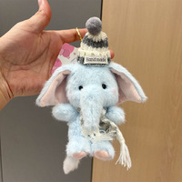 Porte-clés en peluche éléphant de 12 cm, mignon, doux, jouet en peluche, poupée, breloque moelleuse, pendentif, porte-clés éléphant en peluche