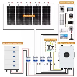 PYSUN yüksek verimlilik kapalı ızgara 3kw 5kw 10kw güneş sistemi 5000w ev güneş enerjisi sistemi ev güç kiti 15kw 5kva güneş sistemi