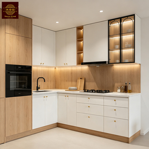 Set di Armadietti da <span class=keywords><strong>Cucina</strong></span> di Lusso Personalizzati, Mobili Modulari Moderni in Legno Bianco, Pronti per il Montaggio - Product Image 3