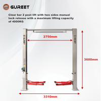 HuaTong Safe Hydraulique Auto 4 Tonnes Double Cylindre Deux Postes Ascenseur de Voiture avec CE Certifié 1800mm Hauteur de Levage 15 Mois de Garantie