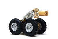 Sistema de robot sobre orugas de tuberías Cámara de inspección de drenaje HD con contador de medidor de cabeza panorámica e inclinable para inspección de tuberías grandes