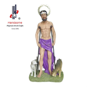 Estatua de San Lázaro en Poliresina Ecológica 3D de 60 cm, Figura del Divino Niño Jesús, Blanco Dorado, Pintada a Mano, Decoración Duradera para el Hogar - Product Image 4