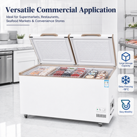 Station de préparation alimentaire commerciale avec réfrigérateur-congélateur coffre, vitrine réfrigérée à refroidissement statique et thermostat réglable - Nouveau pour supermarché et cuisine