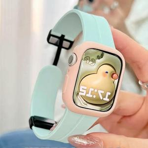 Pour Apple Watch Band 38/40/41/42/45/49mm Sport Silicone Magnétique Poignet Bracelets Bande pour Apple Watch Boucle Pliante Sangle - Product Image 2
