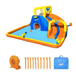 Bestway 53377 h2ogo siêu Speedway Inflatable trẻ em vui chơi giải trí nổi hồ bơi lâu đài ngoài trời Mega công viên nước với trượt - Product Image 2