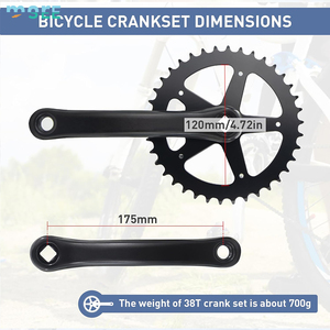 SeeMore Selección personalizable 36T-44T <span class=keywords><strong>Bielas</strong></span> cónicas cuadradas 165mm-170mm <span class=keywords><strong>Bielas</strong></span> de bicicleta para <span class=keywords><strong>MTB</strong></span> y bicicletas de carretera Uso de rueda de cadena - Product Image 4