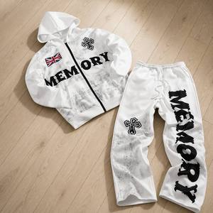 Ensemble de survêtement pour homme personnalisé en coton French Terry Y2K Streetwear avec imprimé graphique drapeau britannique et fermeture éclair intégrale - Product Image 1