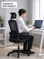 Chaise de bureau ergonomique en maille, pivotante et inclinable, réglable en hauteur, pour la maison, le bureau, les salles d'étude et les réunions