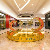 Décorations de centre commercial pour le Ramadan, grandes lumières LED en forme de croissant de lune