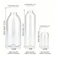 Bouteille en plastique PET ronde transparente de 180 ml avec bouchon à vis plat blanc, conteneur transparent pour échantillons de produits de toilette de voyage et sous-emballage