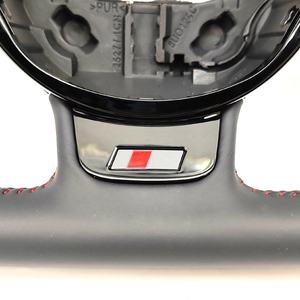 Volant en cuir perforé à fond plat avec surpiqûres rouges pour <span class=keywords><strong>Audi</strong></span> A3 A4L A5 Q3 Q5 Q7, type D, personnalisation du volant - Product Image 6