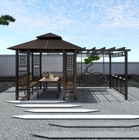 Pergola multifonctionnelle en fer avec siège balançoire, pavillon de divertissement extérieur durable et abri de jardin