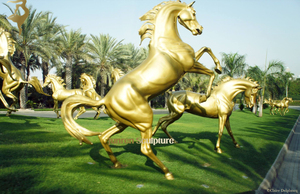 Salto al aire libre Tamaño real Metal Golden Horses Estatua Bronce <span class=keywords><strong>Caballo</strong></span> árabe latón <span class=keywords><strong>Caballo</strong></span> árabe escultura - Product Image 3