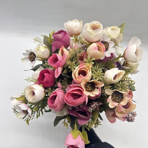 Fabricante al por mayor de plástico artificial de alta calidad <span class=keywords><strong>rosas</strong></span> de terciopelo individuales rojo blanco azul <span class=keywords><strong>rosas</strong></span> de tacto real flores decorativas - Product Image 3