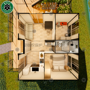 Villa Prefabricada de Acero Ligero de Dos Pisos, Moderna y de Lujo, Completamente Amueblada, Casa de Vacaciones con Gran Terraza y Barandilla de Vidrio - Product Image 6
