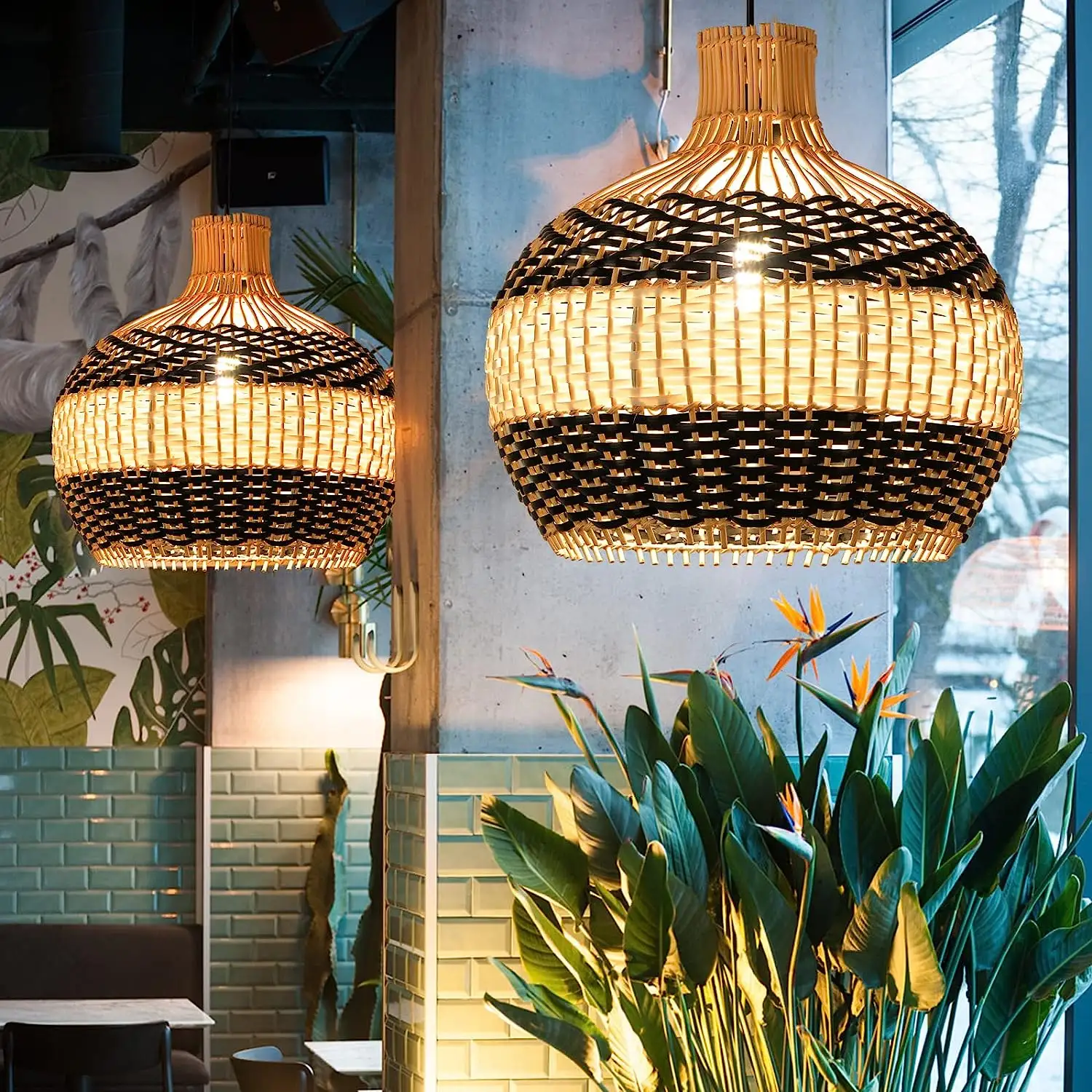 Lampada a sospensione fatta a mano lampada a sospensione per soggiorno ristorante cucina lampada a sospensione decorazioni per la casa lampadario d'arte in Rattan