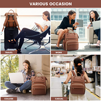 Nouveauté : Sac à dos vintage portable pour femmes, idéal pour l'école et le travail, sac à dos de luxe en cuir PU pour femmes, avec port USB