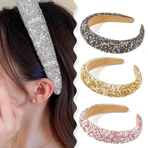 Rộng Bling Rhinestone hairband cô gái headbands sang trọng thiết kế Hàn Quốc phong cách tóc phụ kiện tùy chỉnh Sponge Headband