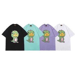 Camiseta de manga corta con estampado floral de letras y castillo para parejas, estilo casual, para verano, CASABLAN - Product Image 1