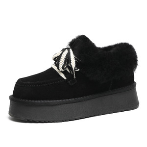 Stivali da Neve da <span class=keywords><strong>Donna</strong></span> con Suola Spessa, Foderati in Pelliccia, Caldi per l'Inverno, Tubo Corto in Pelle Scamosciata, Chiusura Slip-On, Antiscivolo, con Rialzo Interno - Product Image 6