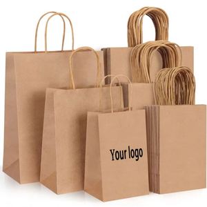 Customised Kraft Paper Cardboard Flat Rope Packaging Offset Printed with Own Logo for Food <b>Personalised</b> Paper <b>Bags</b> for Packing - Product Image 1