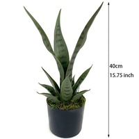 40 cm Agave Schlangenpflanze Künstliche Grün-Gelbe Sansevieria Aloe Vera Topfpflanze für Innenräume Heimdekoration Grünpflanze
