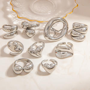 Heart Shape Stainless Steel <b>Ring</b> Silver Unisex Fashion Jewelry Gift For Women Men Geometric Design Love Theme Yiwu Origin - Product Image 2