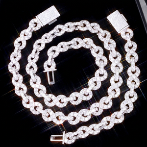 Yu Ying 13mm Infinite <b>Iced</b> <b>Out</b> Cuban Link <b>Chain</b> S925 Sterling Silver Vvs Moissanite High Quality Infinite Cuban Hip Hop Necklace - Product Image 1