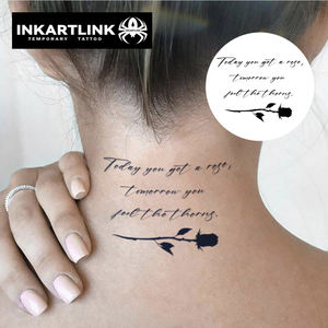 Autocollant de <span class=keywords><strong>tatouage</strong></span> semi-permanent à base de plantes avec citation personnalisée sur le thème des roses, imperméable, longue durée (15 jours), pour le <span class=keywords><strong>cou</strong></span> et le dos des femmes - Product Image 2
