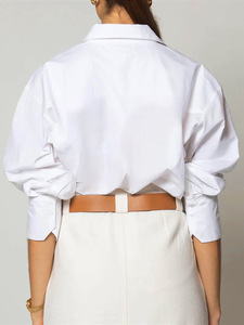 Pretty Steps 2025 Casual Commuting Color sólido <span class=keywords><strong>Camisa</strong></span> <span class=keywords><strong>blanca</strong></span> Tops para mujer - Product Image 4