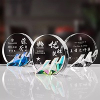 Vente en gros de nouveaux trophées personnalisés colorés, plaques en cristal transparent K9, récompenses en verre optique, plaques rondes en cristal, médailles, cadeaux