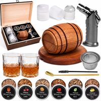 Kit Fumeur à Cocktails et Whisky en Bois avec Torche, 6 Copeaux de Bois, Boîte Cadeau en Bois pour Bourbon et Old Fashioned – Expédition depuis l'entrepôt américain