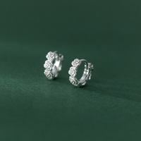 925 Sterling Silber Rosenblüten-Ohrringe Trendige Runde Kleine Huggie Creolen Großhandel Feiner Schmuck für Frauen und Mädchen