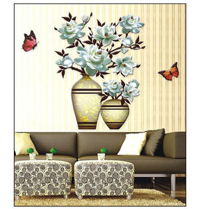 Vente en gros autocollant mural fleur couvercle <span class=keywords><strong>de</strong></span> vase autocollants <span class=keywords><strong>de</strong></span> <span class=keywords><strong>porte</strong></span> <span class=keywords><strong>de</strong></span> réfrigérateur décoration <span class=keywords><strong>de</strong></span> chambre d'adolescent décoration murale esthétique papier peint 3D affiche - Product Image 6
