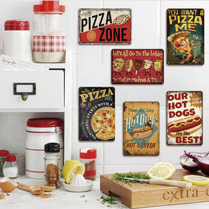 Plaque Métallique Rétro Pizza Hot Dog Décoration Vintage Fast Food pour Restaurant Cuisine Salle à Manger Art Mural Plaque Nostalgique - Product Image 3