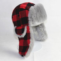 Gorros de Trapper Personalizados con Estampado de Cuadros Rojos, Gorro Ushanka de Piel Sintética Premium con Orejeras, Gorro de Leñador Cálido para Invierno, Venta al Por Mayor para Hombres