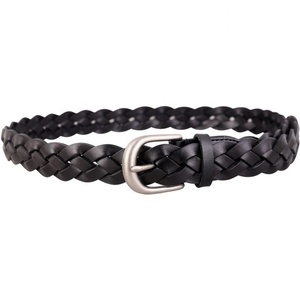 Cinturón de Cuero Genuino de Vaca Vintage para <span class=keywords><strong>Hombre</strong></span>, <span class=keywords><strong>Correa</strong></span> de Marca con Hebilla de Aleación, Estilo Trenzado para Jeans - Product Image 3