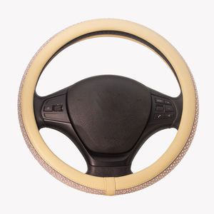 Housse de volant en cuir PU et peluche courte à motif écossais scintillant – Style mature pour une amélioration de l'intérieur de voiture - Product Image 4