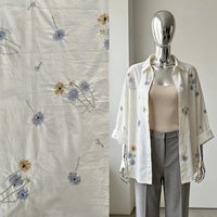 Tissu TC A076 bleu-jaune à motif pissenlit pour Hanfu et robes