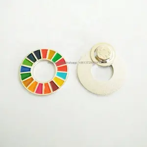 내 글로벌 목표 상점 UNDP ORG/SDGs SDG 지속 가능한 개발 목표 마그네틱 금속 소프트 에나멜 17 색 코트 핀 배지