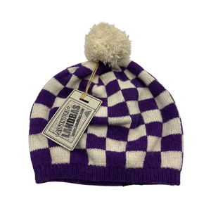 Offre Spéciale motif jacquard béret à carreaux tissé étiquette impression bonnet chapeaux pour ski POM POM méthode de tricot - Product Image 1