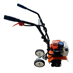 52cc pequena mão empurrar Garden Tiller Mini cultivador com rodas | Cor Laranja - Product Image 3