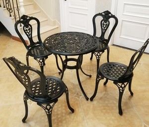Juego de Mesa y Sillas de Aluminio Fundido para Exteriores, Estilo Europeo, Muebles de Jardín para Villa, Balcón al Aire Libre, Patio - Product Image 6