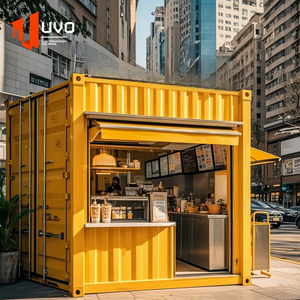 ร้านกาแฟกลางแจ้งโครงสร้างเหล็กสำเร็จรูปคุณภาพสูง ดีไซน์ตู้คอนเทนเนอร์ดัดแปลงสำหรับขายส่ง เหมาะสำหรับร้านกาแฟ - Product Image 1