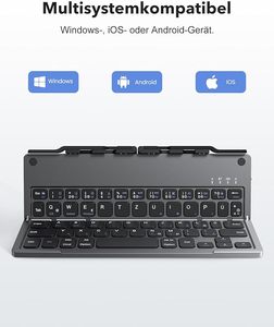 Teclado Bluetooth Plegable <span class=keywords><strong>Portátil</strong></span> Mini ABS Recargable con Certificación Ce Fcc Rohs con Soporte para Tableta de 11 Pulgadas - Product Image 3