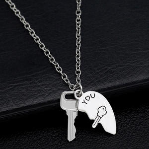 Collar de compromiso a juego para parejas, llave de plata para amantes, collar con colgante de cerradura de corazón, conjunto de joyería para parejas para amantes - Product Image 4
