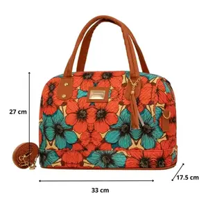 Bolso de compras de yute para mujer Fana Dariana, tamaño mediano, diseño elegante color jengibre, asas naranjas, cierre con broche - Product Image 4