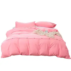 Juego de ropa de cama de Color sólido, se puede personalizar con funda de edredón y funda de almohada