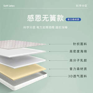 Soft Latex Springless <b>Mattress</b> 23cm Firm Orthopedic <b>Support</b> Pulisan Material Minimalist Design - Product Image 1